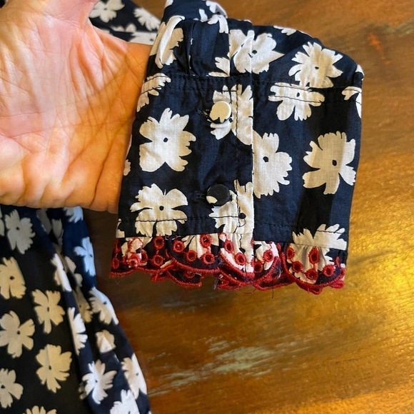 J.Crew Bohemian Ruffle Floral Daisy Women's Long Sleeves Tunic Sz M - Picture 3 of 7